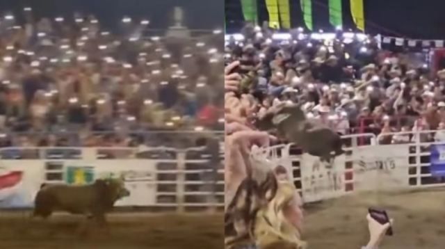 Μανιασμένος ταύρος πήδηξε πάνω από τον φράχτη σε ροντέο και χτύπησε τέσσερις θεατές