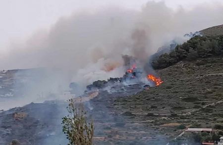 Φωτιά στα Μέγαρα, σηκώθηκε και ελικόπτερο για την κατάσβεση