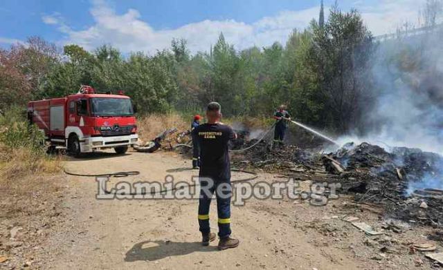 Λαμία: Έγκαιρη επέμβαση της Πυροσβεστικής σε πυρκαγιά κοντά στον Ε65 (ΦΩΤΟ)