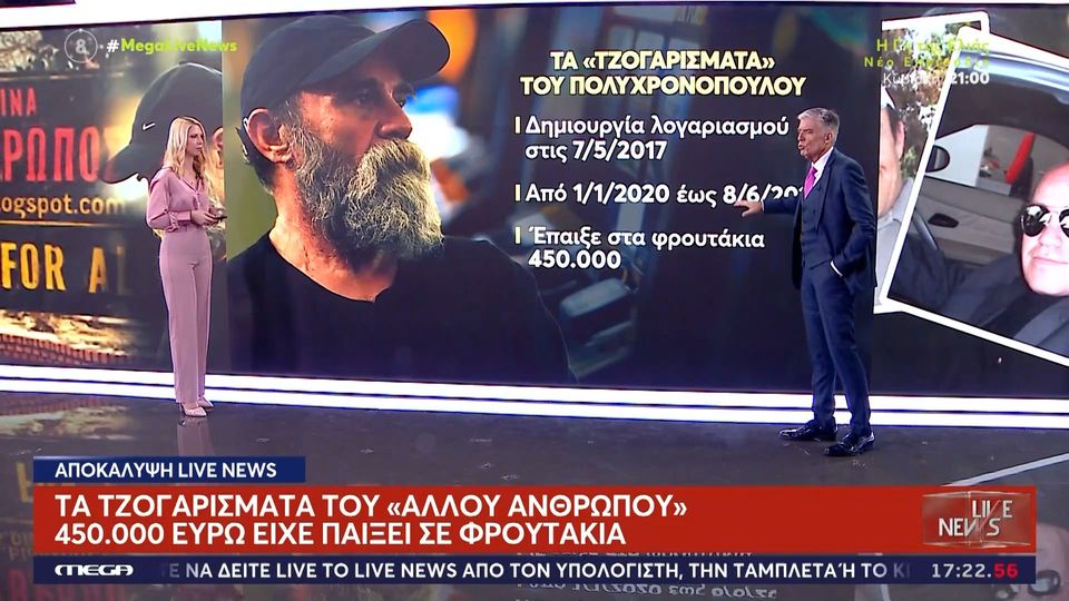 «Ο Άλλος Άνθρωπος»: Περισσότερα από 600.000 ευρώ έπαιξε στα «φρουτάκια» ο Κωνσταντίνος Πολυχρονόπουλος