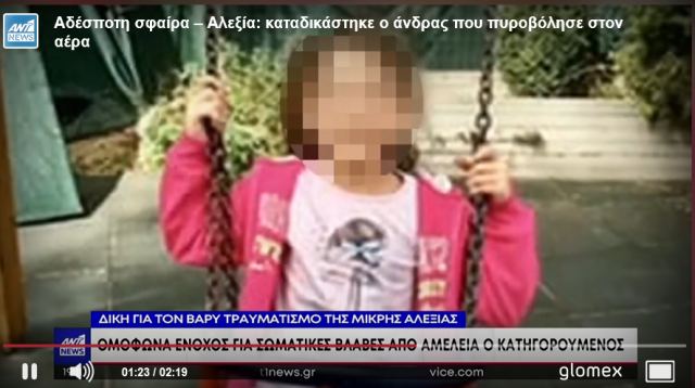 «Στα μαλακά» ο δράστης που τραυμάτισε βαρύτατα την 8χρονη Αλεξία με αδέσποτη σφαίρα