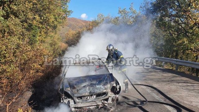 Φθιώτιδα: Παραδόθηκε στις φλόγες μετά από τροχαίο (ΦΩΤΟ)