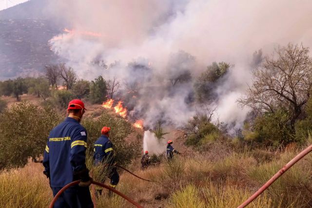 Δύσκολη μάχη με τις φλόγες στην Κάρυστο