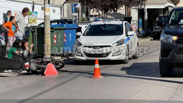 Λαμία: Τροχαίο με τραυματία ντελιβερά - ΦΩΤΟ