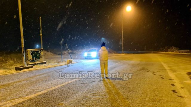 Χιόνιζε τη νύχτα στη Ράχη Τυμφρηστού