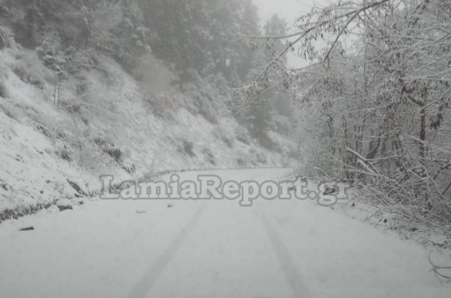 Χιονίζει προς Καρπενήσι - Στα λευκά η Δυτική Φθιώτιδα