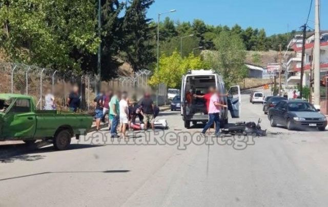 Σοβαρό τροχαίο με μηχανή στη Λαμία (ΒΙΝΤΕΟ-ΦΩΤΟ)