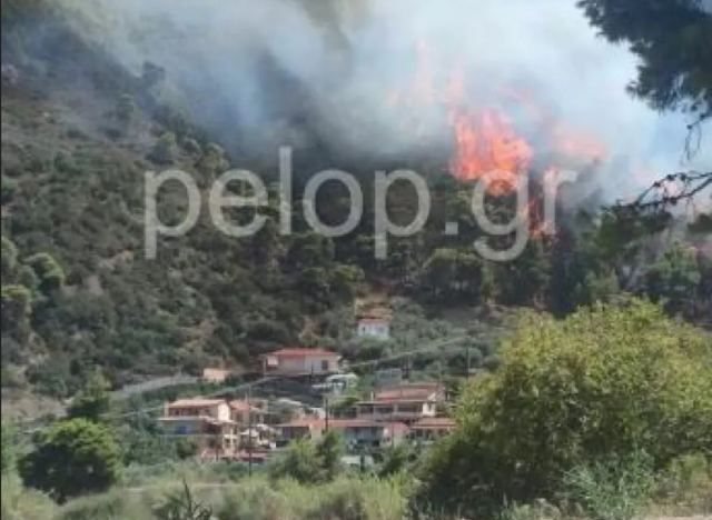 Μεγάλη φωτιά στα Ζαχλωρίτικα Αιγιαλείας - Έκλεισε η παλαιά εθνική οδός Πατρών-Κορίνθου